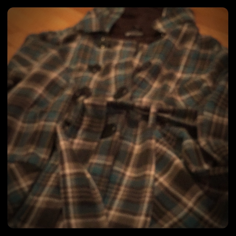 Lightweight flannel tie waist dbl breasted jacket